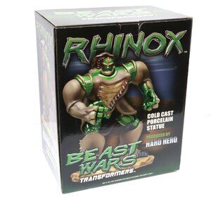 2004 Hard Hero Transformers Beast Wars Rhinox Cold Cast Porcelain Statue boxed